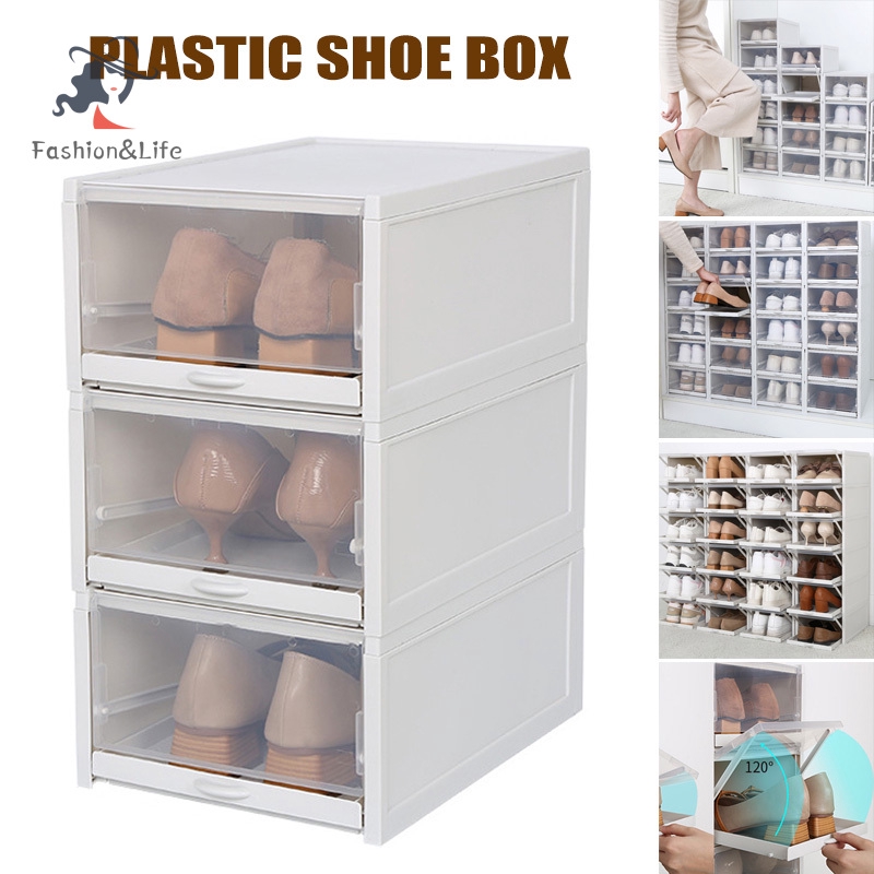 ✨F&amp;L✨ 3 Pack/Set Stackable Storage Shoe Box Clear Plastic Shoes Containers Cases