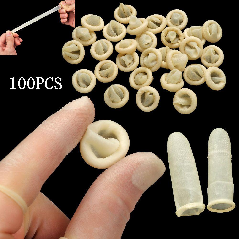 ✦May Mắn✦ Set 100 Vỏ Bọc Bảo Vệ Ngón Tay Bằng Cao Su Latex Tự Nhiên Chống Trượt Có Thể Tái Sử Dụng