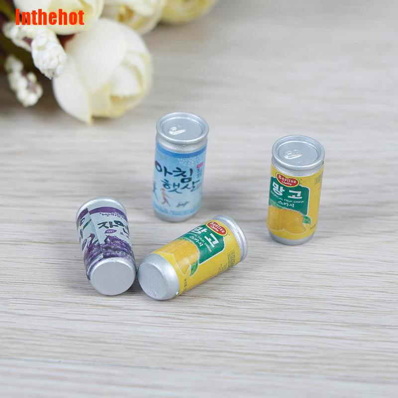 Set 4 mô hình lon nước mini tỉ lệ 1: 12 trang trí nhà búp bê