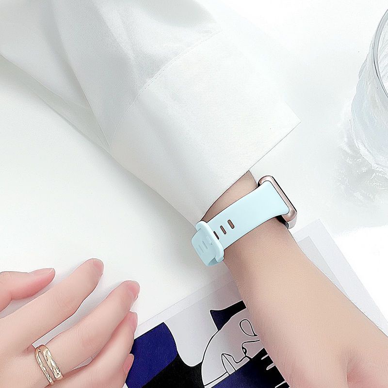 Hàng Mới Về Dây Đeo Thay Thế Bằng Silicon Màu Macaron Xanh Dương Cho Huawei Band 7
