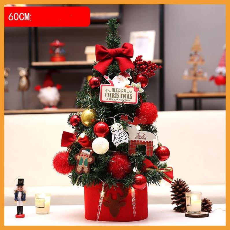 Cây thông noel mini, cây thông noel để bàn, Merry Christmas kèm phụ kiện + đèn