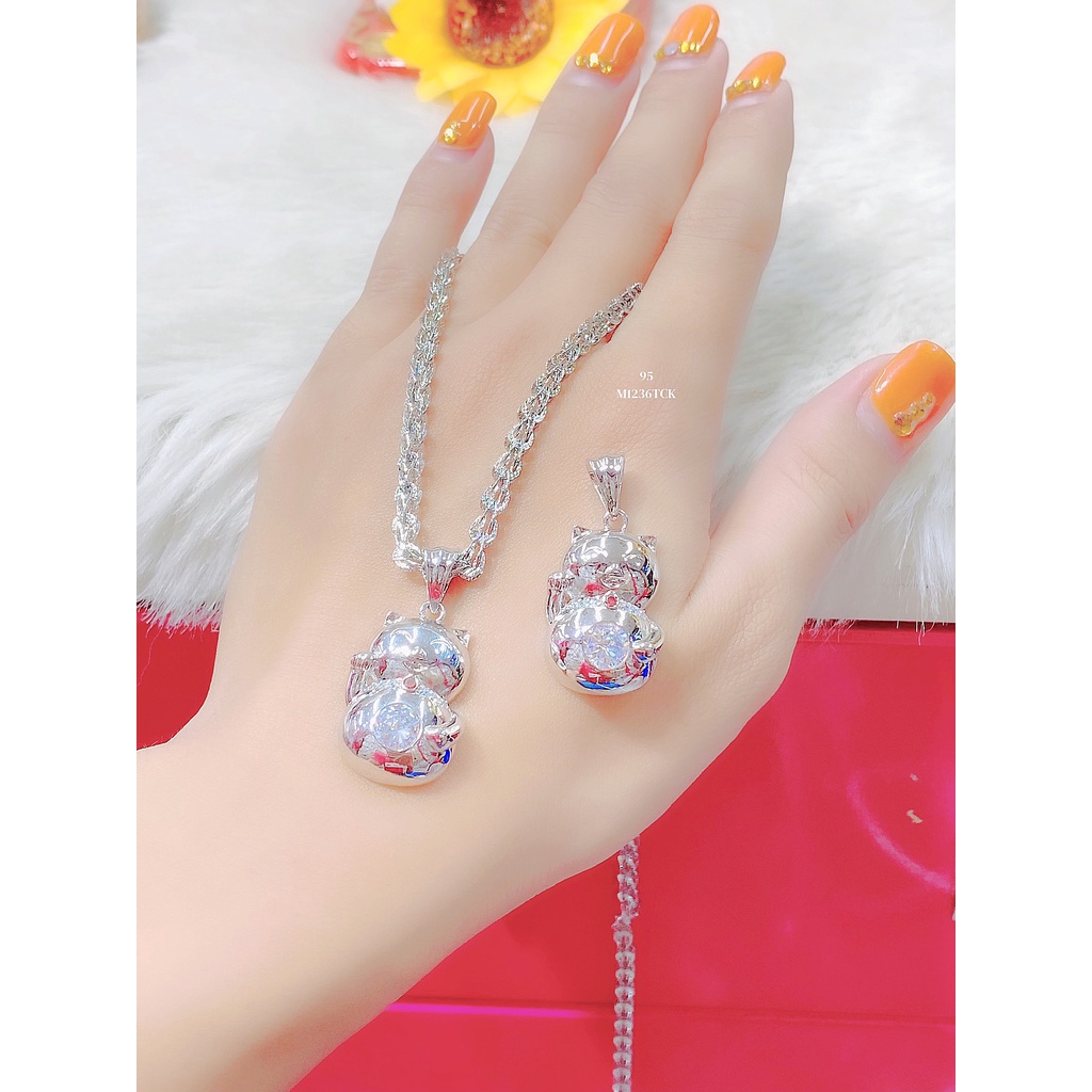 Mặt dây chuyền mèo chiêu tài UHA mạ vàng 18K kiểu dáng sang trọng M1236138-95