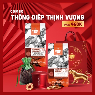 Quà tặng cà phê Combo Thông Điệp Thịnh Vượng Vietnam Specialty cao cấp, tiết kiệm, túi quà tặng người thân ý nghĩa