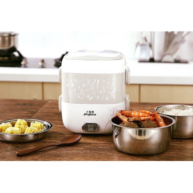 Hộp cơm điện 3 tầng Tự Nấu - Tự Hâm Nóng 2 Chức năng tiện lợi cho dân văn phòng, đi du lịch