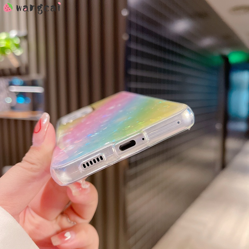 Ốp Điện Thoại Họa Tiết Đuôi Cá/ Da Báo Màu Cầu Vồng Lấp Lánh Cho Samsung Galaxy A13 A23 A33 A53 A73 A42 A32 A22 4G 5G