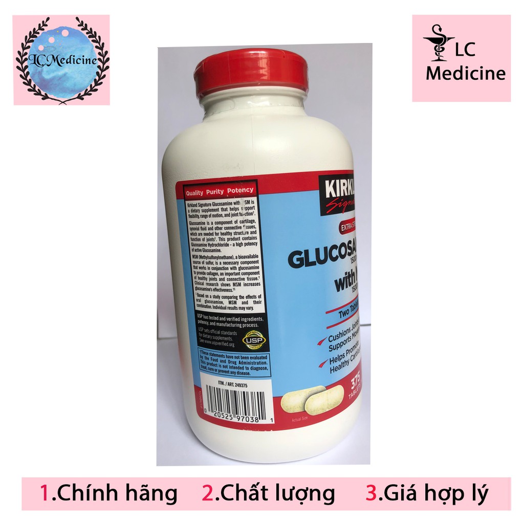 Glucosamin Kirkland 1500mg - Viên uống bổ xương khớp – Chai 375 viên - LCMedicine