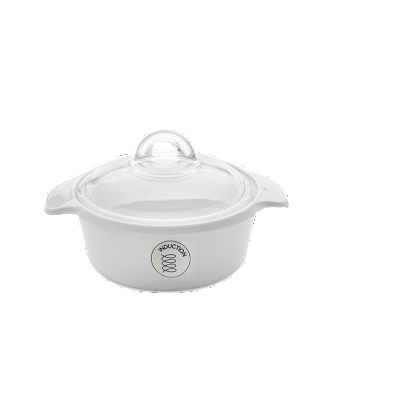 Nồi thủy tinh đun bếp từ Luminarc Blooming 1L màu trắng, dùng lò vi sóng, lò nướng, máy rửa bát - H6009TU
