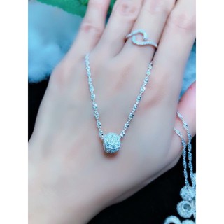 dây chuyền mặt cầu đá bạc ta cao cấp