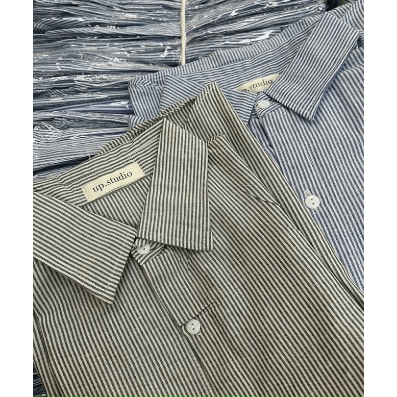 Áo Sơ Mi Kẻ Sọc OverSize 100% Cotton Siêu Đẹp UP