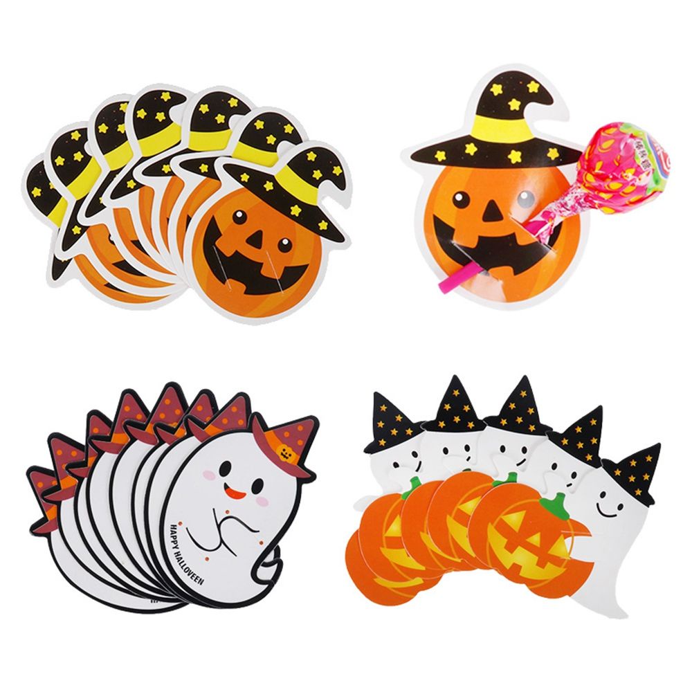 Set 50 Thẻ Giấy Hình Kẹo Mút Dễ Thương Trang Trí Tiệc Halloween