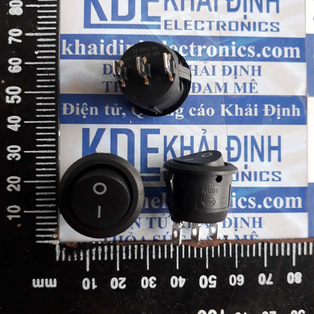 10 cái CÔNG TẮC BẬP BÊNH KCD1-105 TRÒN, ĐEN 3 CHÂN 2 TRẠNG THÁI LỖ 22MM 6A250V kde1953