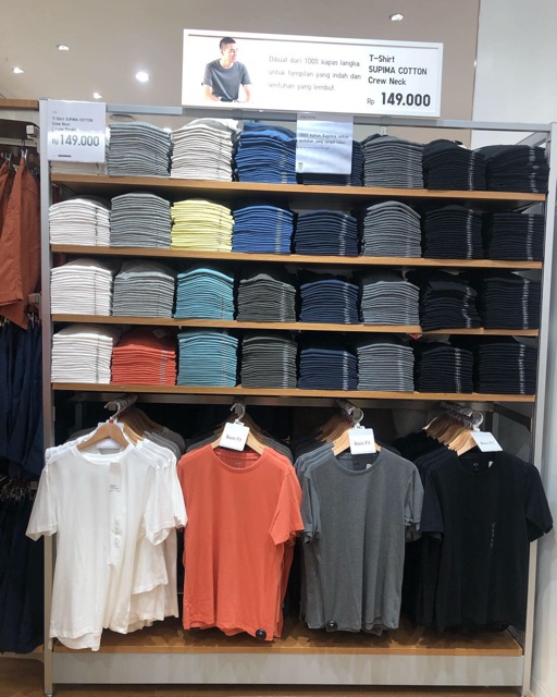 Uniqlo Áo Thun Cotton Cổ Thuyền In Chữ Supima Cá Tính Cho Nam