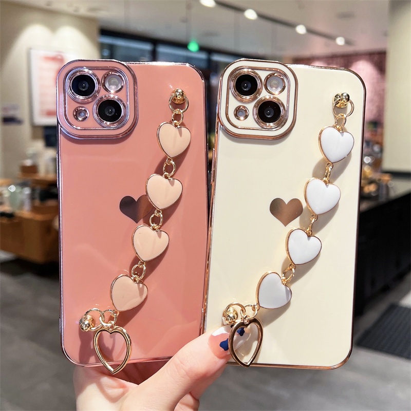 Ốp Điện Thoại Dẻo Tráng Gương Sang Trọng Chống Sốc Kèm Dây Đeo Cho I-Phone7 8 Plus 11 12 13 Pro Max X XS XR XSMAX