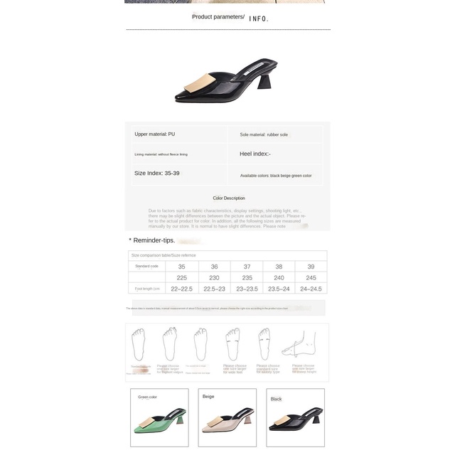 Pointed Toe half slippers women's summer outdoor wear 2022 new fashion all-match thick heel high heel sandals Muller half support women's shoes