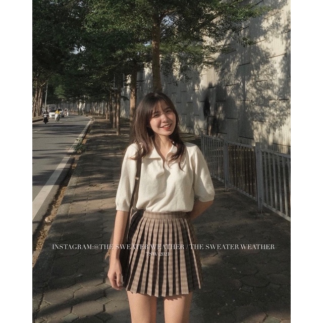 (Ảnh thật) Chân váy tennis xếp ly nhỏ dáng ngắn kẻ caro 02 the.sweaterweather TSW