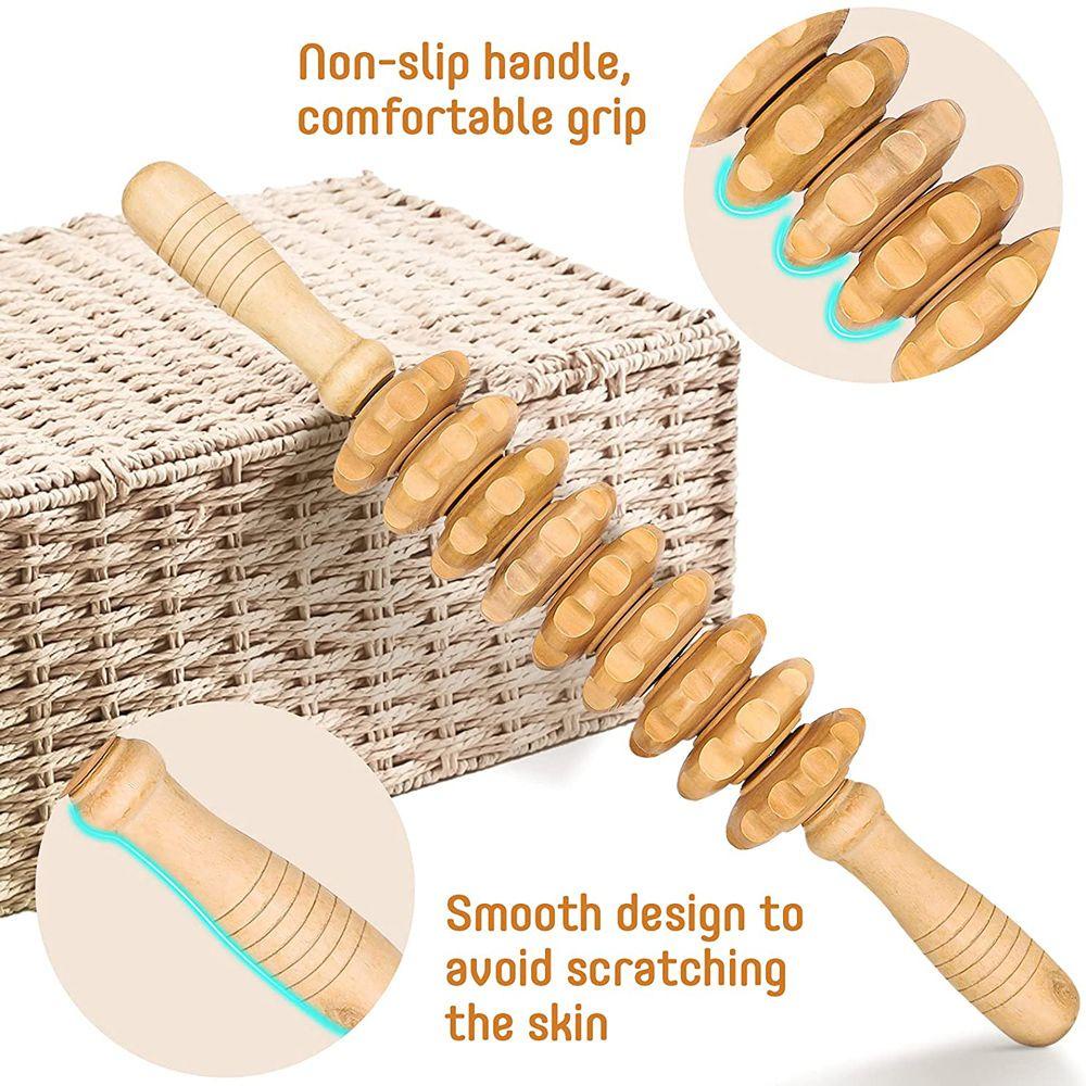 Dụng Cụ Lăn Mát Xa Cơ Thể Bằng Gỗ Chống Cellulite