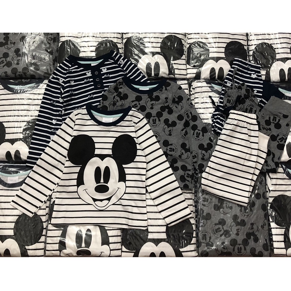 Đồ bộ dài tay thu đông cho bé trai - Set 3 bộ cotton dài tay Mickey Next cho bé trai size 2-8t