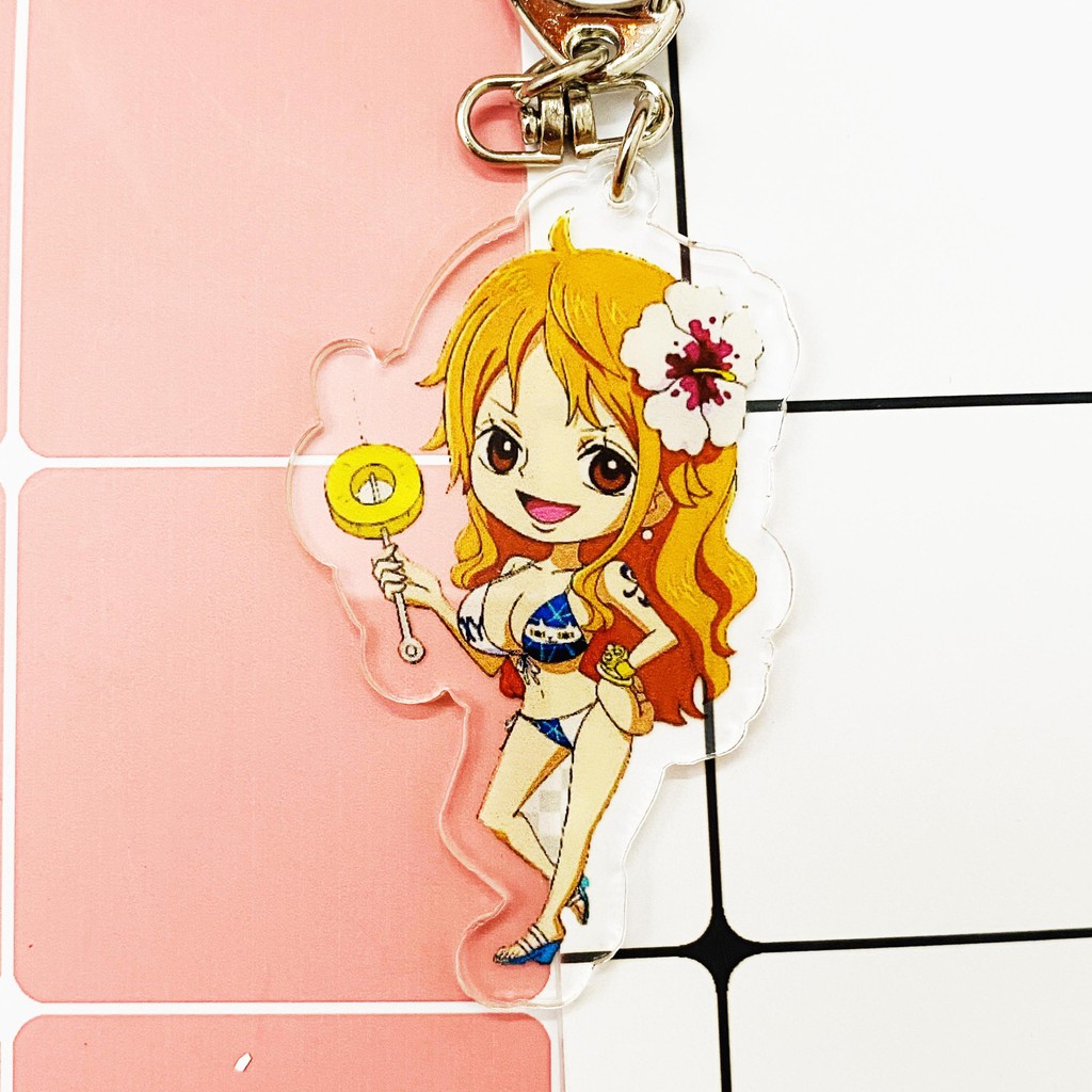 ( Mica trong acrylic ) Móc khóa One Piece Đảo Hải Tặc Miêu tặc Nami quà tặng xinh xắn dễ thương in hình anime chibi