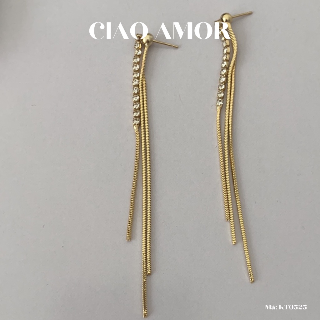 Khuyên tai nữ, Bông tai dài dây sau Hàn Quốc thanh lịch Trang sức Ciao Amor - KT0525