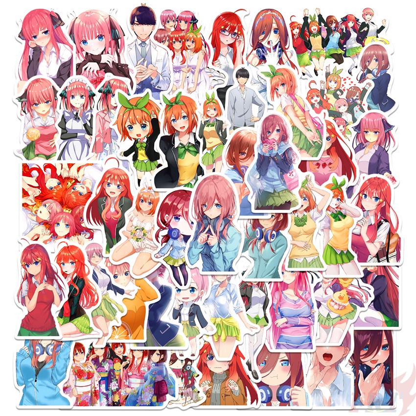 Set 100 miếng dán trang trí họa tiết hoạt hình The Quintessential Quintuplets A
