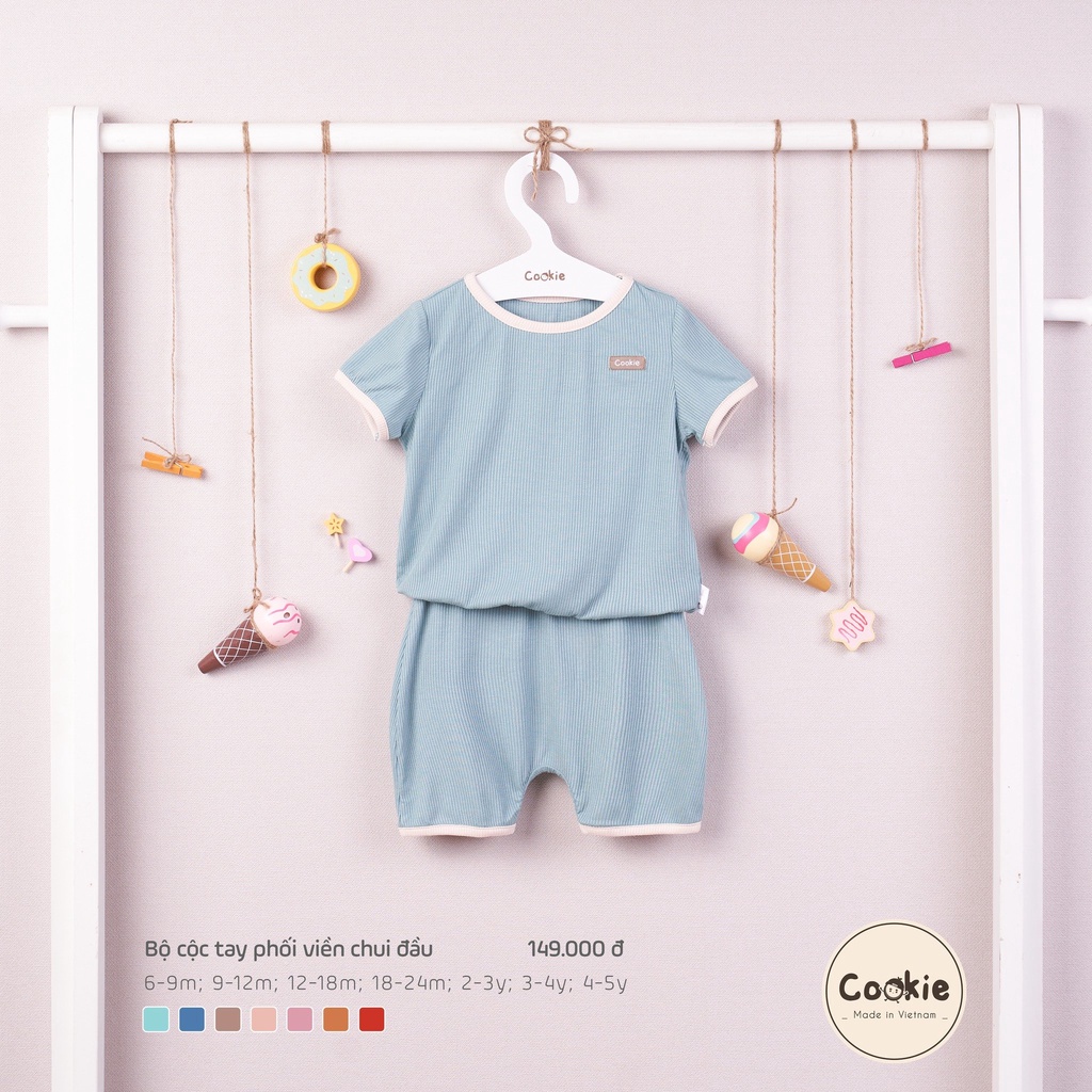 Bộ quần áo cộc tay phối viền Cookie