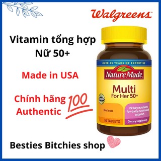 (Date 11.2022) Vitamin tổng hợp cho nữ trên 50 tuổi Nature Made Multi vitamin for her 50+