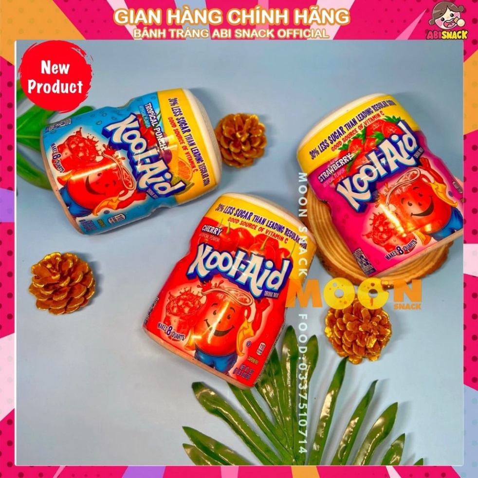 Bột tăng hỗn hợp pha nước trái cây KOOL-AID nhập khẩu Mỹ 🇺🇸 Sẵn nhiều vị Dâu/Nho/Trái Cây/Cherry/Cam hủ 538g Xả Kho