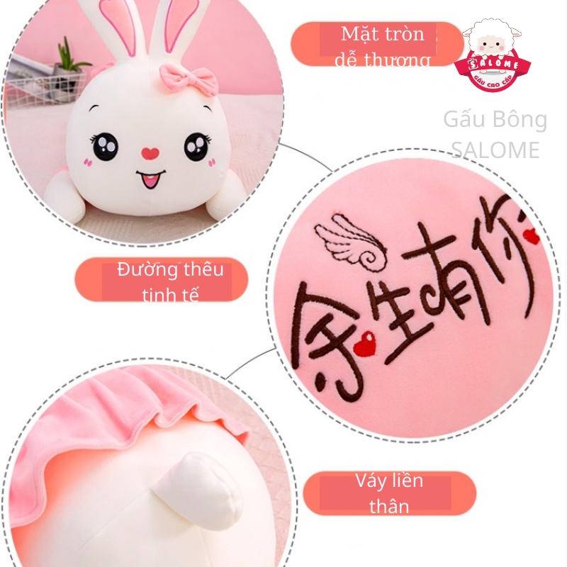Gấu Bông Con Thỏ Hồng, Xanh Mặc Váy Dễ Thương Cute SALOME, Cao Cấp Cho Bé
