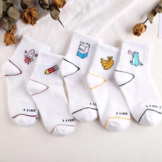 ❤Welove❤ Sẵn sàng chứng khoán! Thời trang Hài hước Sữa chuối Khủng long Cotton Vớ trắng Sock Casual