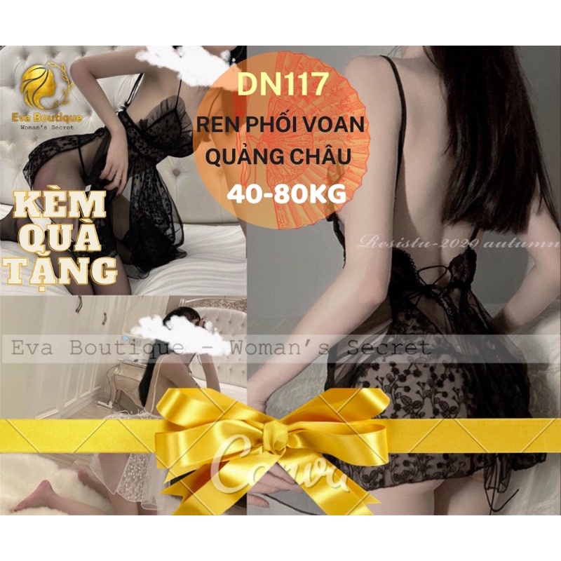 _DN117_ Váy ngủ ren bèo hoa dây sexy [evaboutique9x]