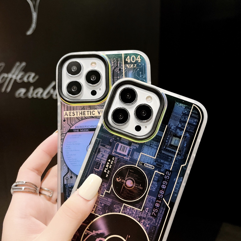 Ốp Điện Thoại Silicon Tpu Mềm Chống Sốc Chống Rơi In Hình Âm Nhạc Laser 2 Trong 1 Cho iPhone 14 13 12 11 Pro XS Max XR Plus