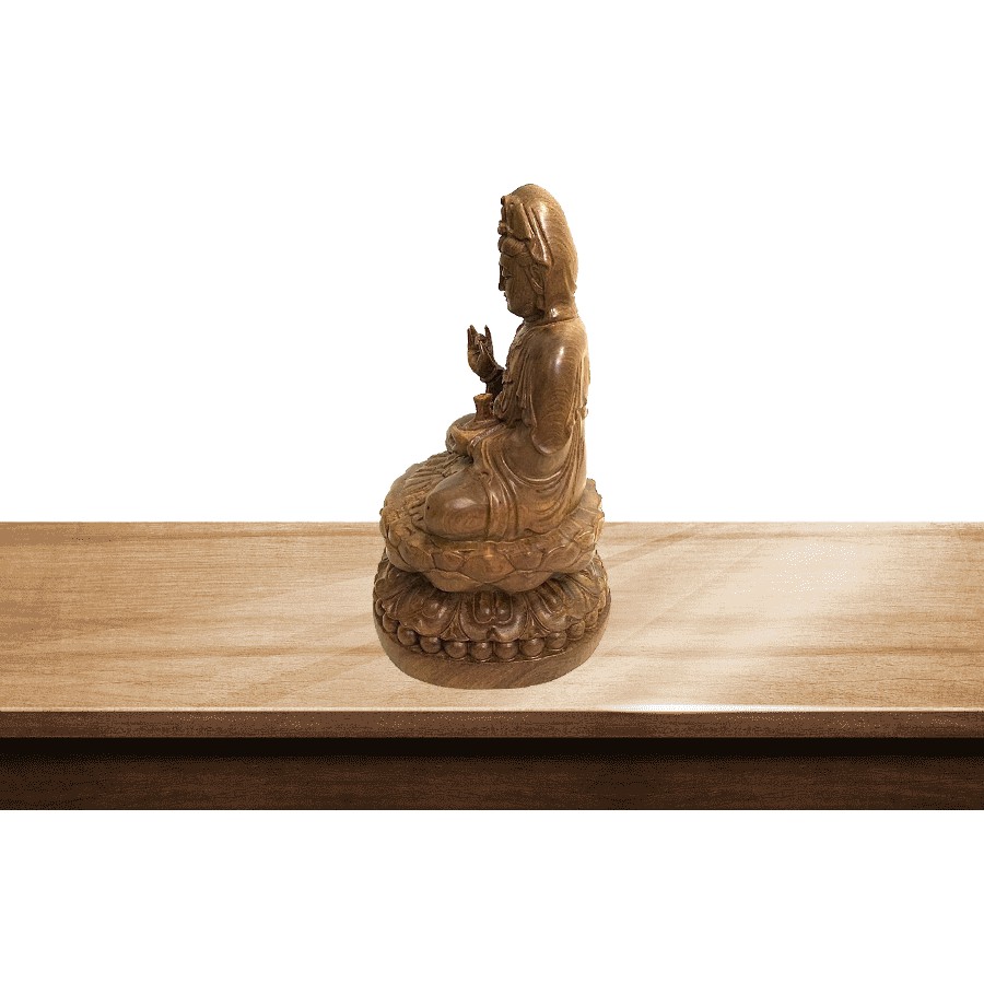 Tượng Phật Bà Quan Âm Bồ Tát Kích Thước 15x9x9 cm Gỗ Bách Xanh, Gỗ Hương Cao Cấp