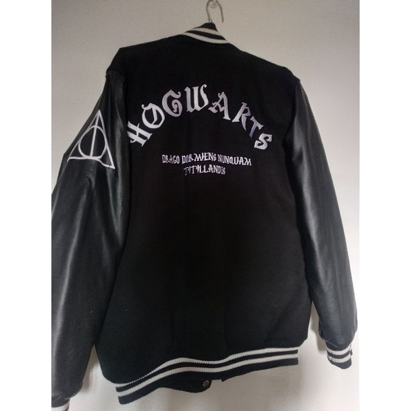 varsity jacket,áo khoác tay da 2hand size L(2 lớp ngoài là dạ trong lót bông)