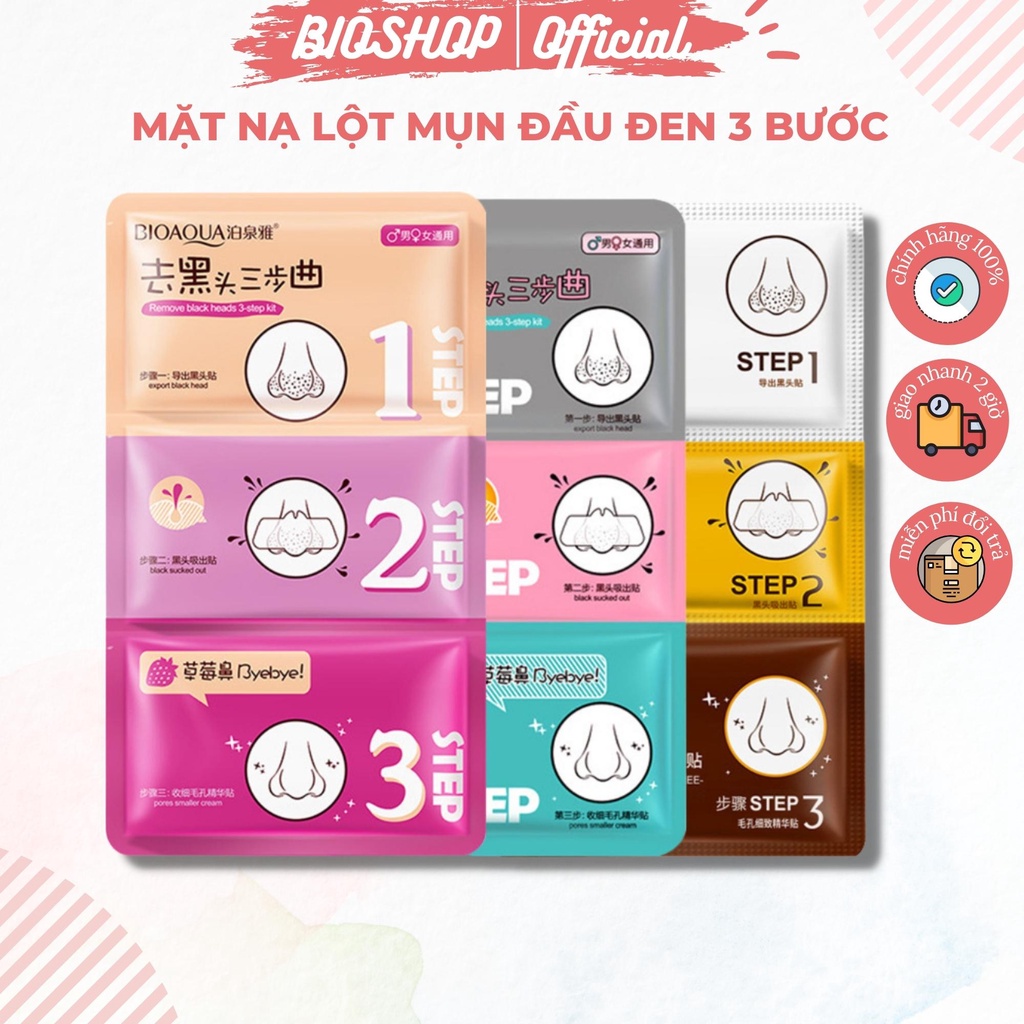 Mặt nạ lột mụn đầu đen 3 bước Bioaqua