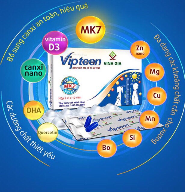 ✅ VIPTEEN hỗ trợ tăng chiều cao  hộp 20 viên