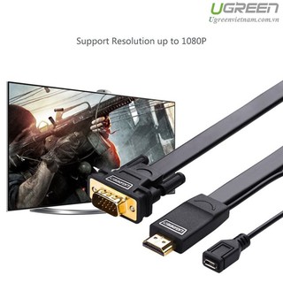 Bộ chuyển đổi ugreen hdmi sang vga có nguồn phụ 40231 - hàng chính hãng