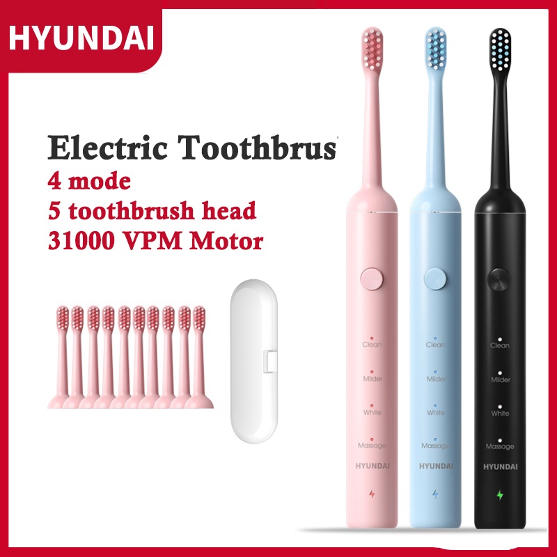 Bàn Chải Đánh Răng Điện HYUNDAI bàn chải điện HD10 IPX7 Chống Thấm Nước cho bé 4 Chế Độ Cho Người Lớn