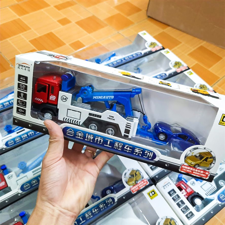 Xe cứu hộ đồ chơi trẻ em - Tow truck - Rescue Truck - Xe có nhạc khi nhấn đầu xe