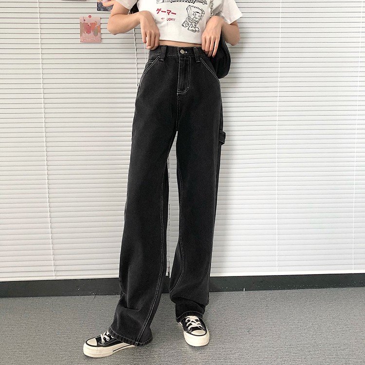 Quần Jeans Ống Đứng Phong Cách Hàn Quốc Năng Động Cho Nữ