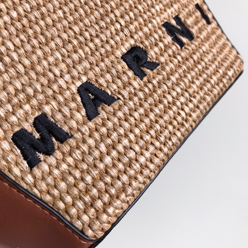 Túi xách nữ cao cấp thương hiêun Marni da thật cao cấp phối cói