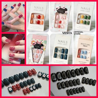 Móng Tay Giả 💖𝑭𝒓𝒆𝒆𝒔𝒉𝒊𝒑💖 Bộ 24 Dán Móng Tay Hoạ Tiết 3D Nghệ Thuật