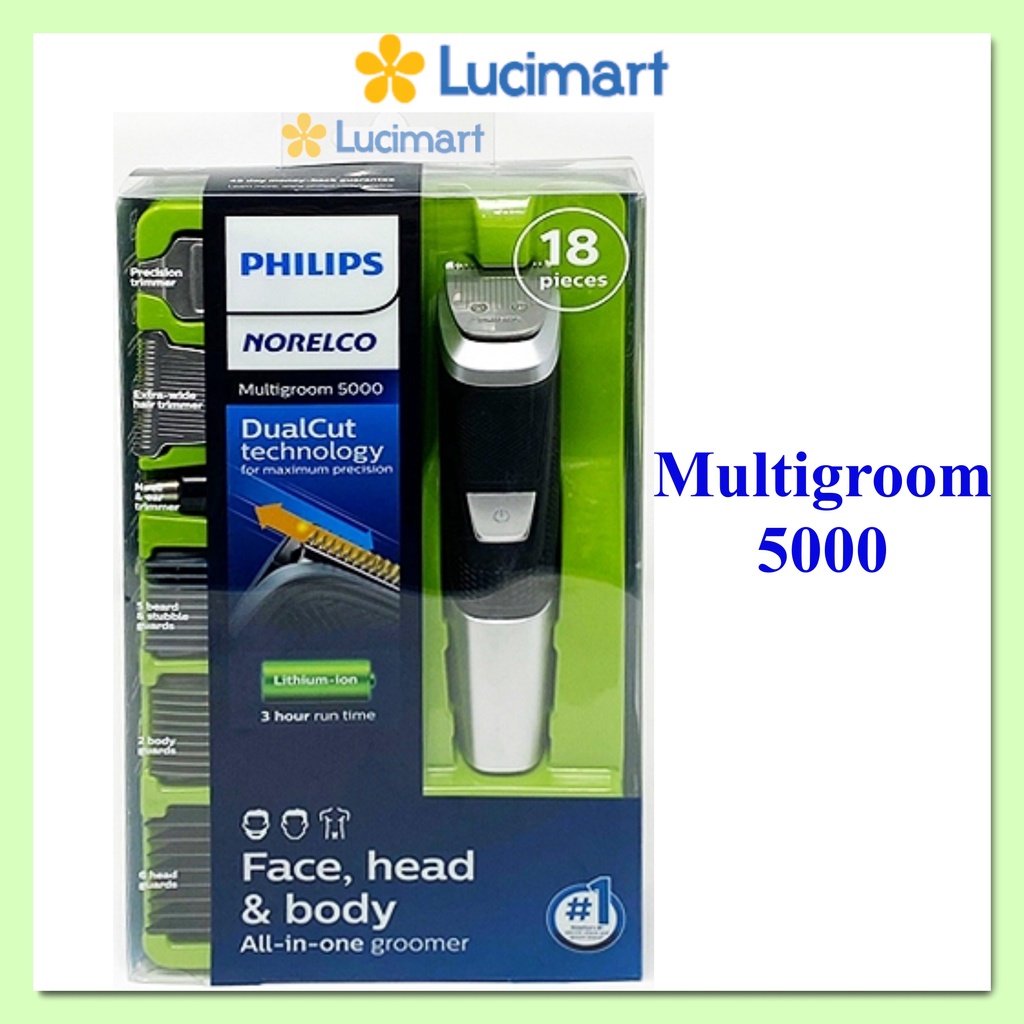 Tông đơ Philips Norelco Multigroom 3000, Multigroom 5000 đa năng, giúp cắt tỉa râu, tóc, lông mũi [Hàng Mỹ]