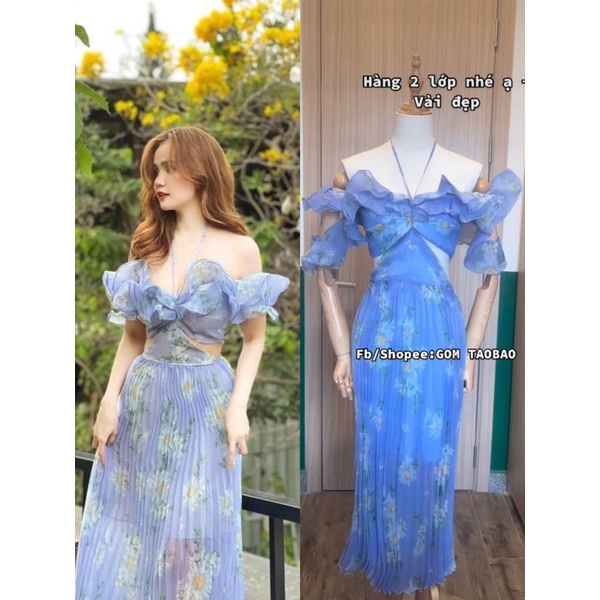 (VIDEO-ẢNH THẬT) Đầm maxi kiếng dập ly L1 maxi kiếng tím hoa cúc dập ly - GOM by Maxi Ngọc lan