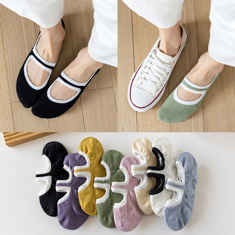Vớ Thuyền Cotton Mỏng Màu Trơn Cổ Thấp Mẫu Mới Năm 2021 Phong Cách Nhật Bản Dễ Thương Cho Nữ