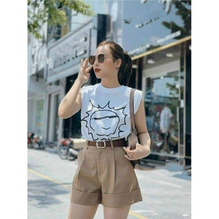 Sé đùi gấp lai có con đỉa , áo in mặt troief cực cute , chất liệu áo cotton & quần umi màu y hình qc