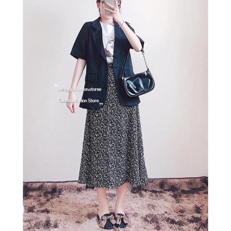 S40 CAO CẤP Combo 3 món: Áo blazer kèm chân váy hoa nhí và áo thun (S40) OR | BigBuy360 - bigbuy360.vn