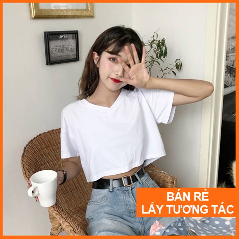 Áo croptop nữ cổ tim, áo croptop tay ngắn MADELA