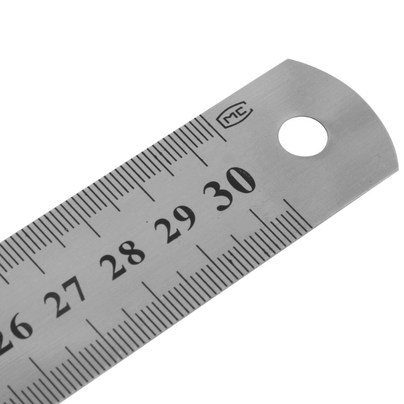 Thước đo hai mặt 30cm 12 &quot; bằng thép không gỉ tiện dụng