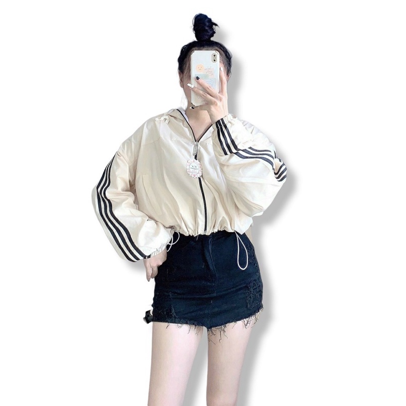 [ HÌNH THẬT SẢN PHẨM ] Áo Khoac Dù Nhẹ Nữ Form Lỡ Dây Rút Eo - NGỌC HÂN FASHION
