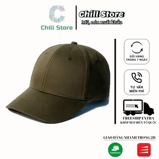 Nón đen mũ lưỡi trai xuất khẩu Chill Store trơn màu Xanh Rêu Free Size Full hộp